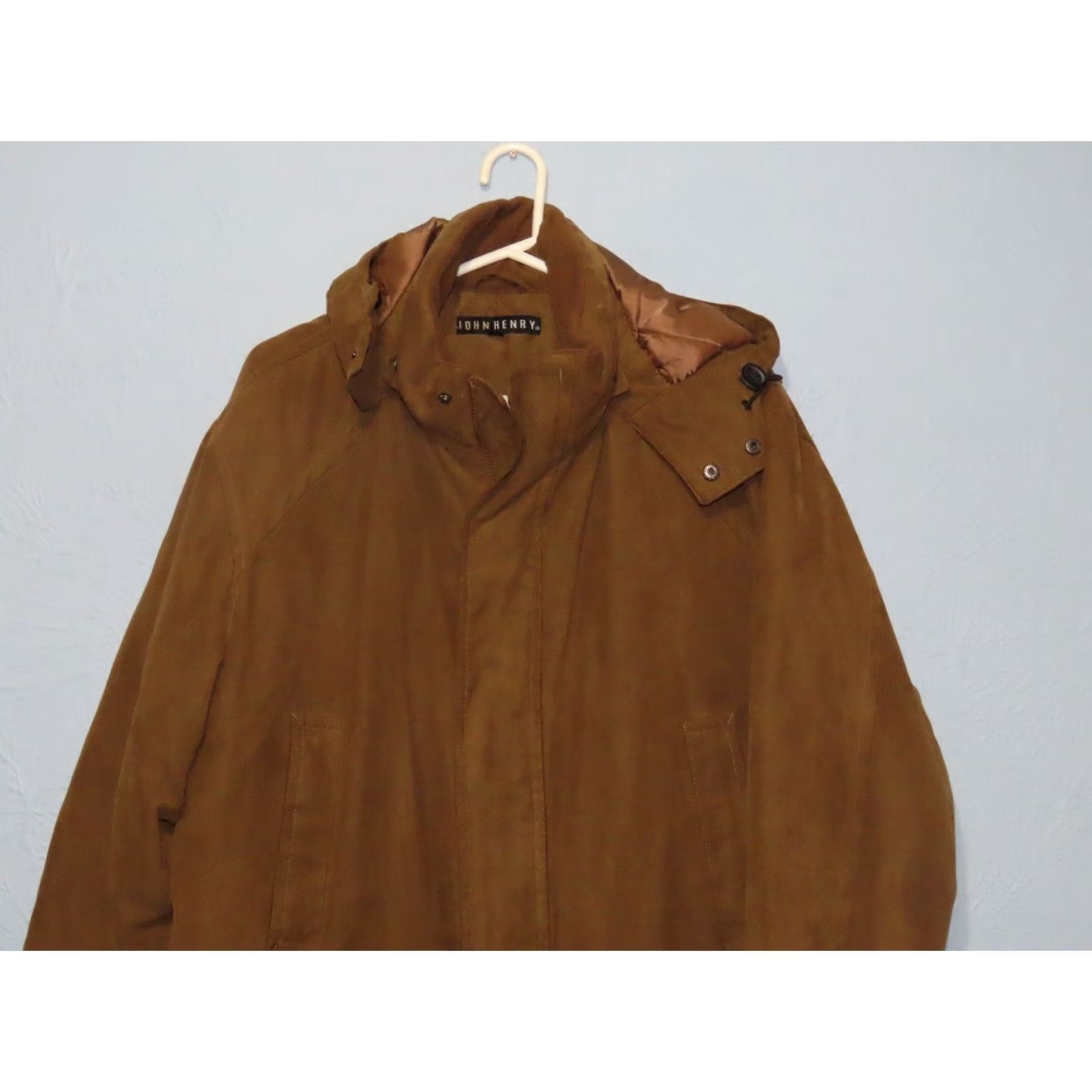Vintage John Henry Men's L Faux Suede Hooded Brown Winter Coat Jacket Size US L / EU 52-54 / 3 - 3 Thumbnail