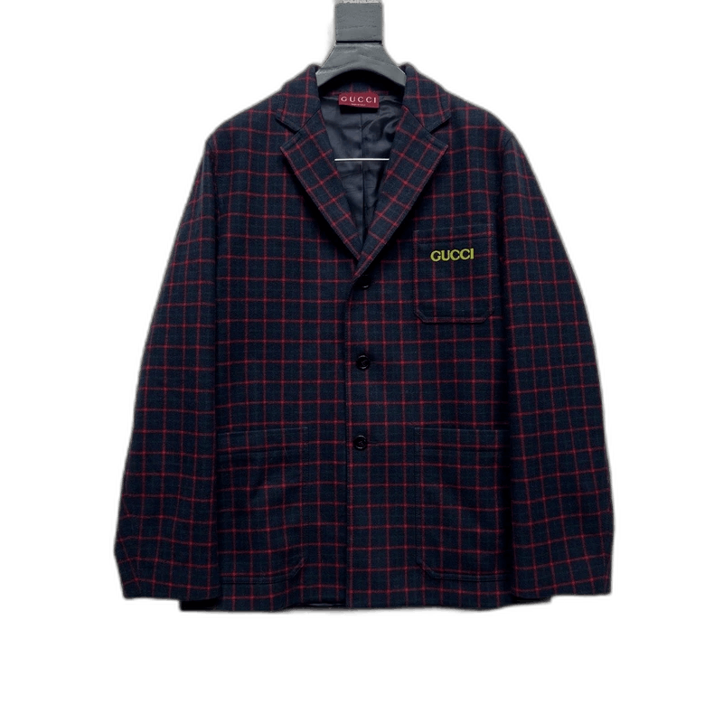 Gucci Gucci Embroidered Check Wool Flannel Jacket Size US XL / EU 56 / 4 - 1 Thumbnail
