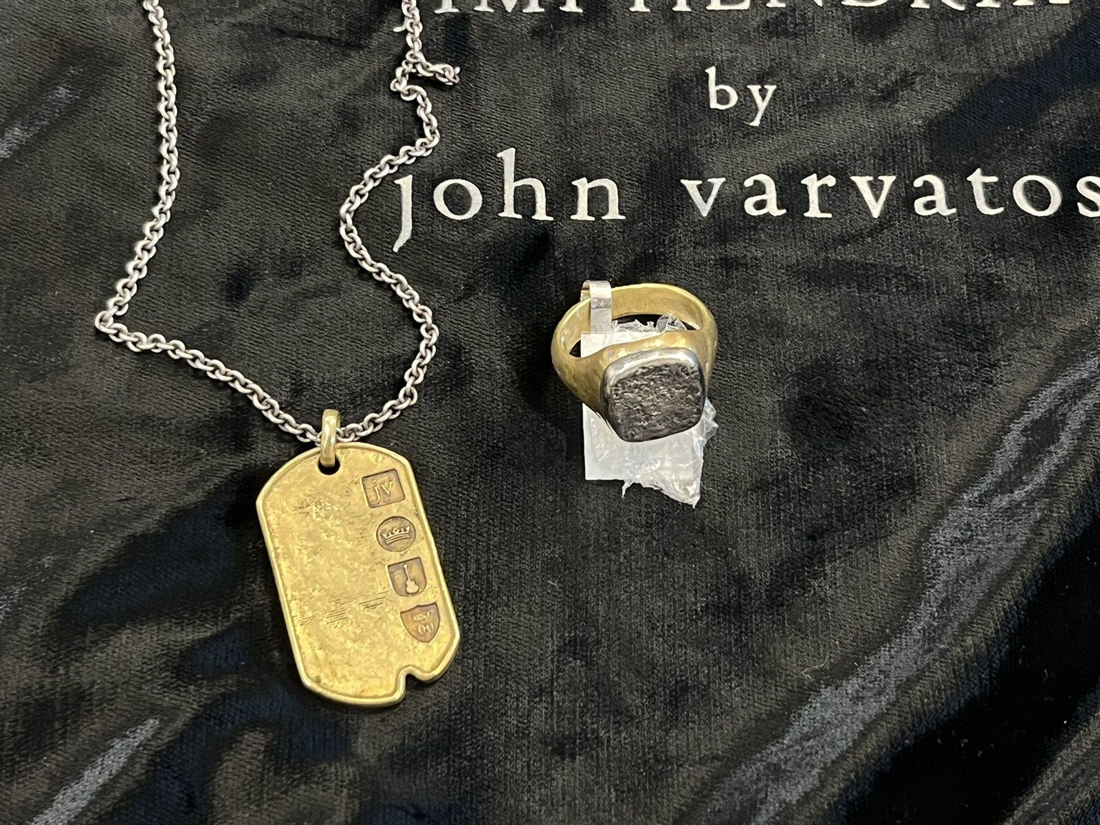 image of John Varvatos Signet Ring And Necklace Set in Silver, Men's