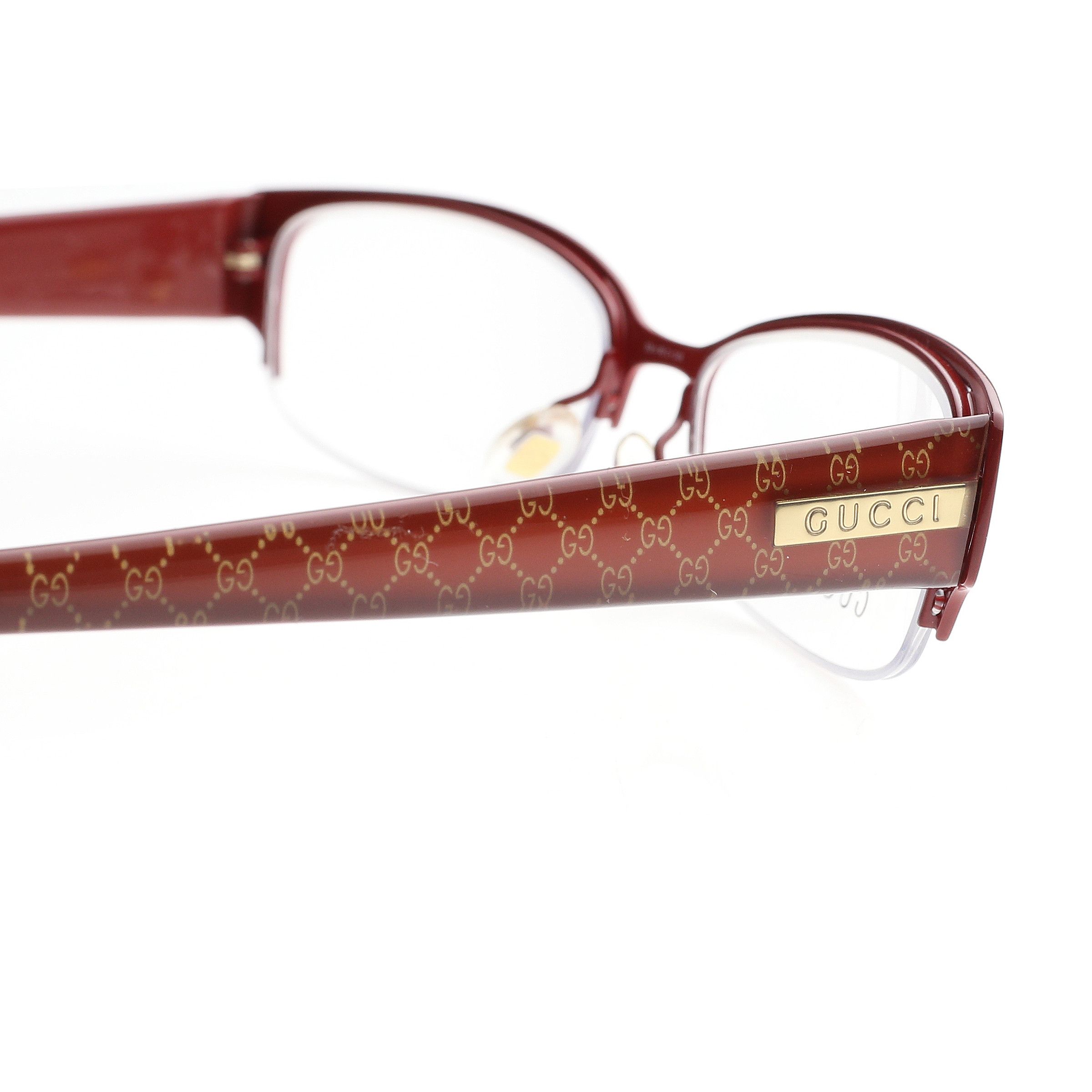 Gucci '00s Red Monogram Half Rim Glasses