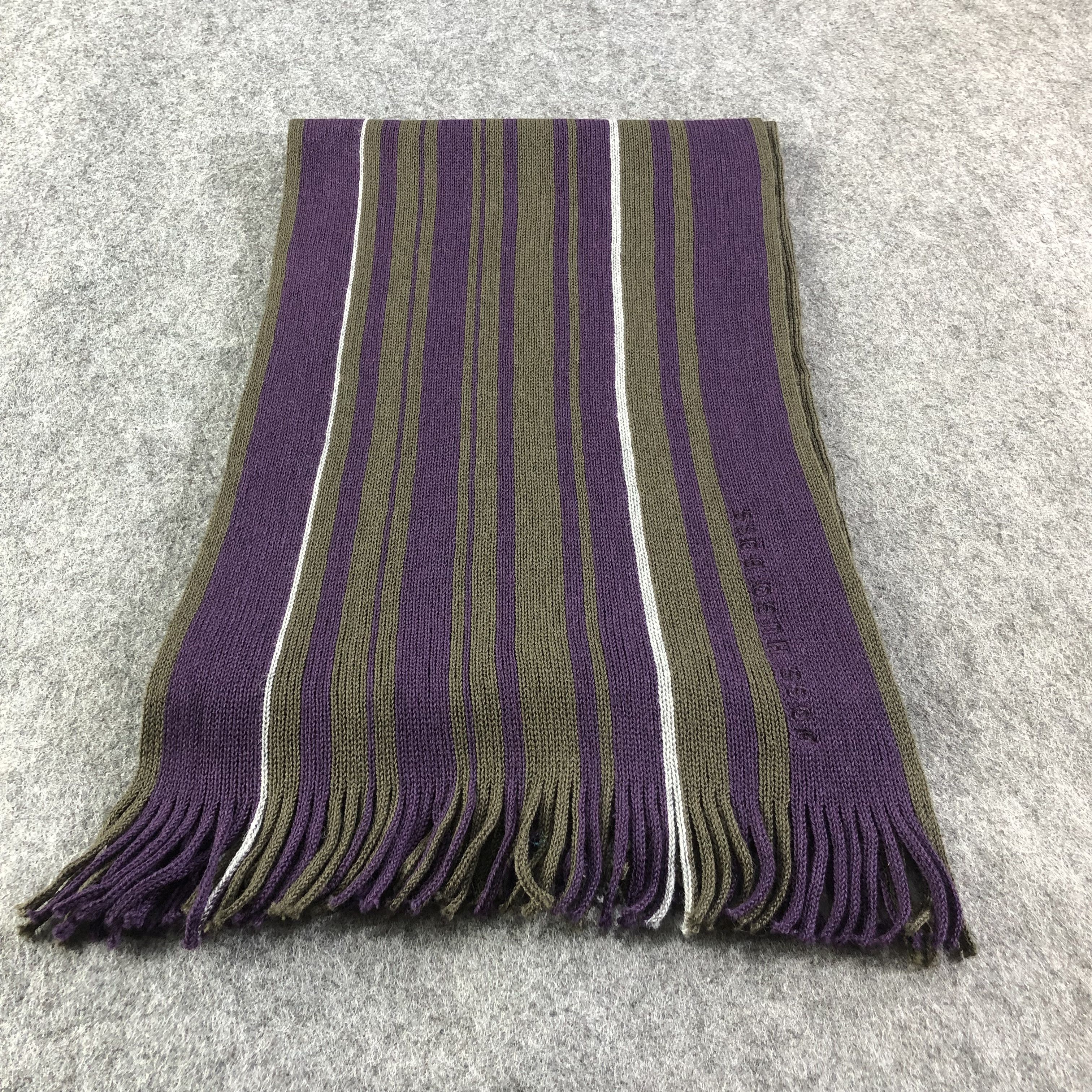 Hugo Boss Boss by Hugo Boss Stripes Knit Wool Scarf Muffler V1637 Size ONE SIZE - 2 Thumbnail