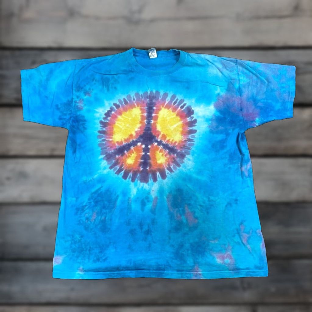 Vintage VINTAGE Sundog Graphic Print Tie Dye T-Shirt Adult XL Blue Yellow 90s Hippie Men's Size US XL / EU 56 / 4 - 1 Thumbnail