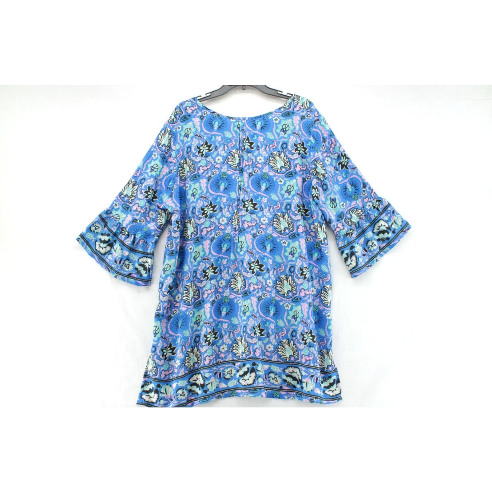 Vintage Bold & Beautiful Women's Blouse Tunic One Size Blue Floral Silk Flowy Fairy Size ONE SIZE - 3 Thumbnail