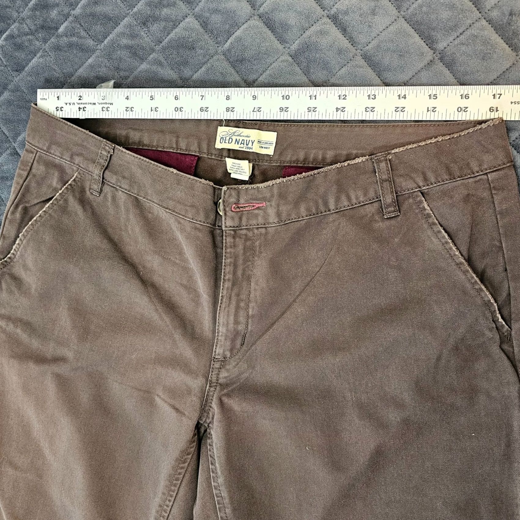 Old Navy Old Navy Womens Brown Low Waist Stretch Straight Chino Casual Crop Pants Size 12 Size 34" / US 12 / IT 48 - 3 Thumbnail