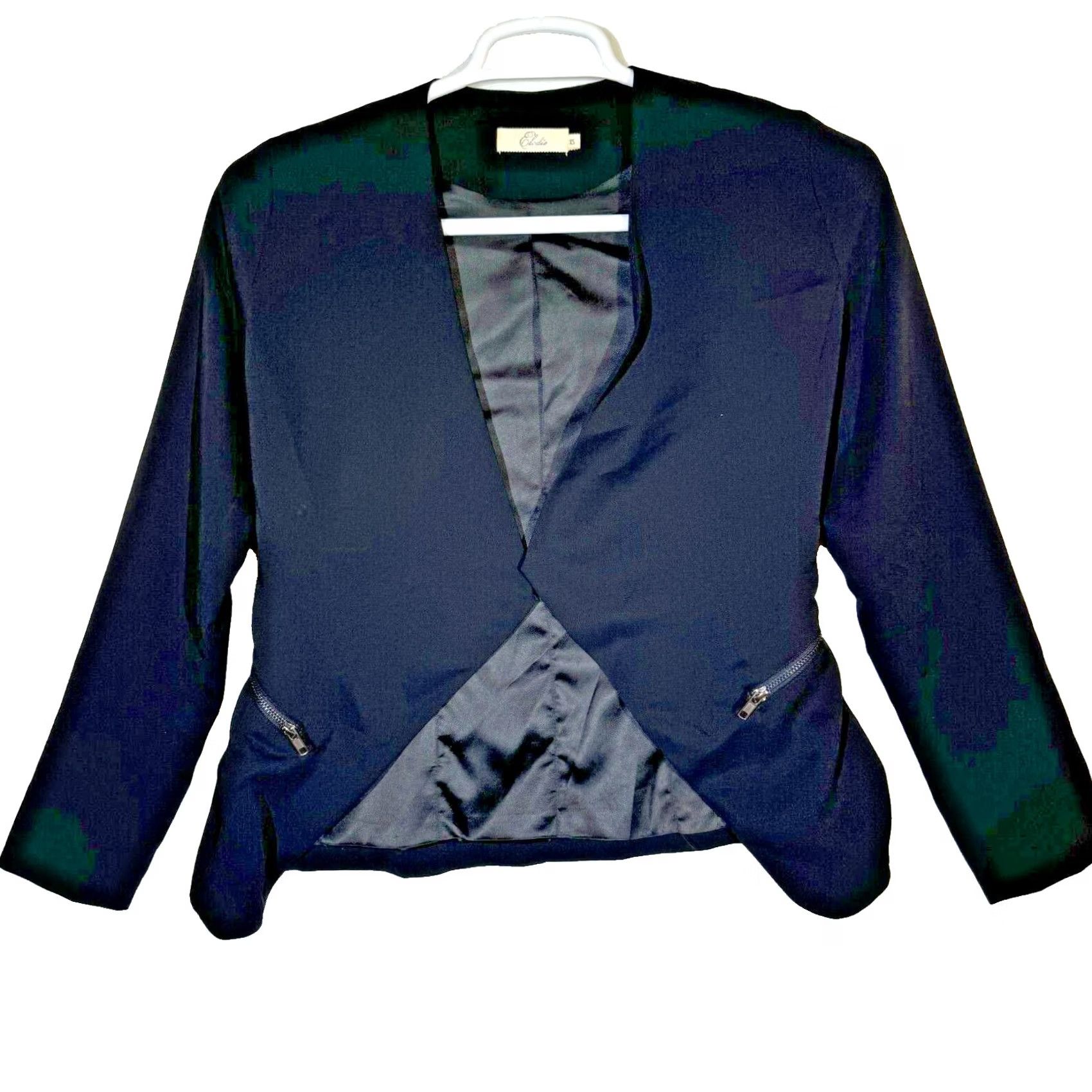 Vintage VINTAGE Elodie? No, not vintage. Elodie Jacket XS Black Draped Zip Pockets 100% Polyester Short Sleeve Women’s Regular Fit Womens Jacket Black Size XS / US 0-2 / IT 36-38 - 2 Thumbnail
