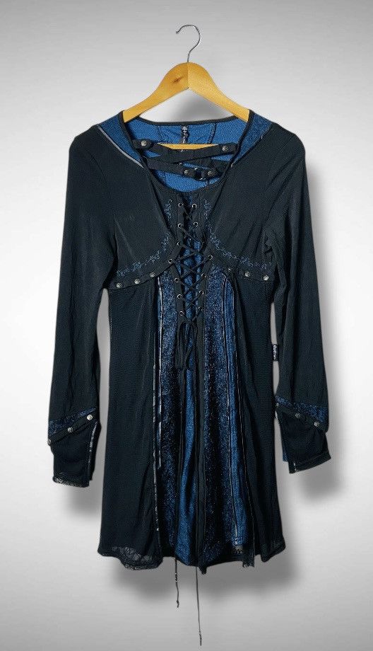 Seditionaries Ozz Croce Layered Lace-Up Corset Top Tunic Harajuku Punk Size XS / US 0-2 / IT 36-38 - 2 Thumbnail