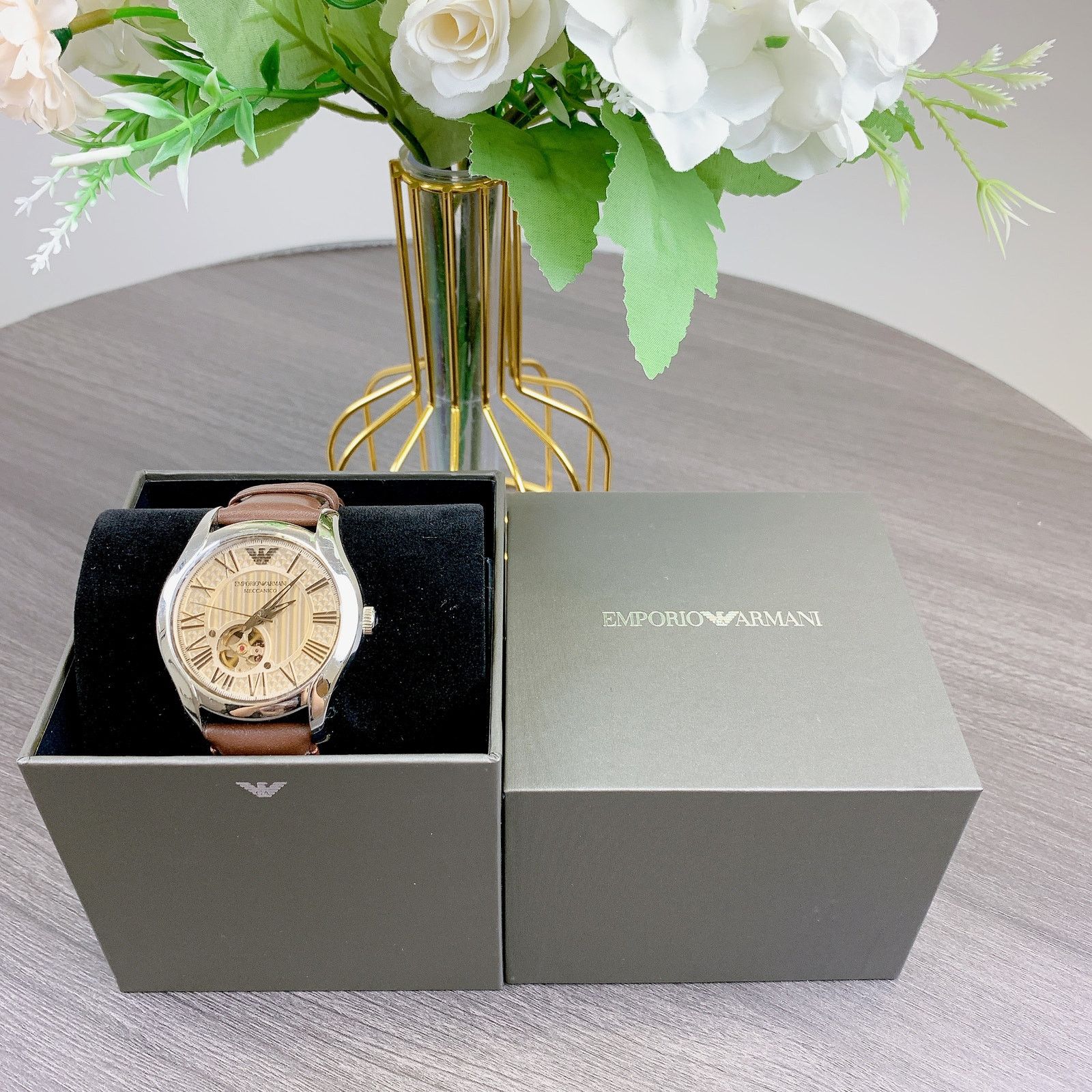 Emporio Armani Emporio Armani AR60017 Automatic Brown Leather Watch Size ONE SIZE - 4 Thumbnail
