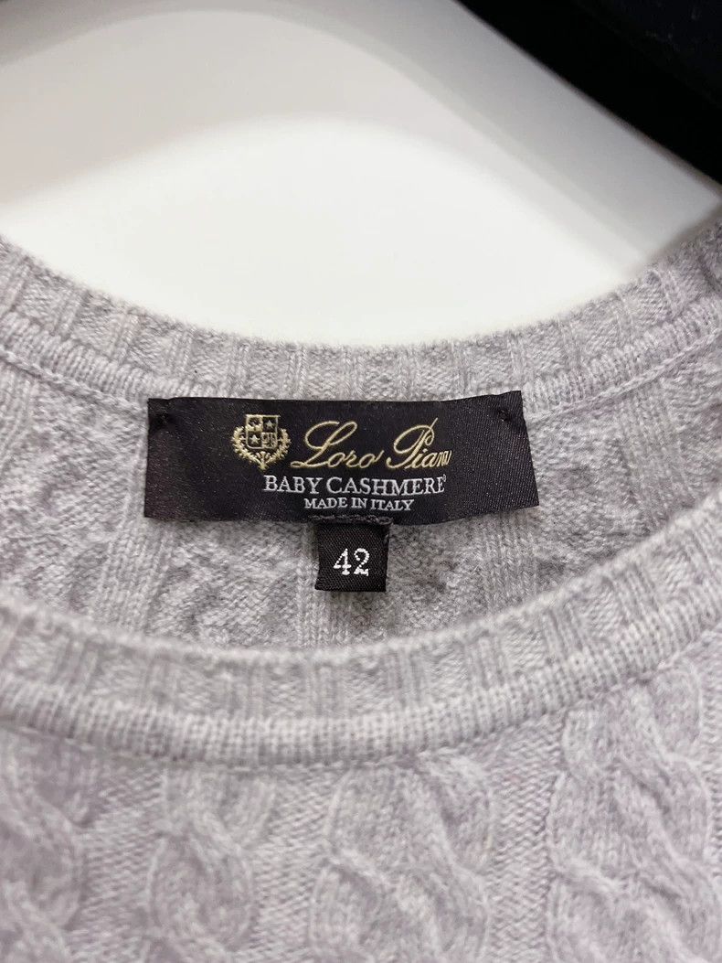 Loro Piana LORO PIANA Gray maca pattern cashmere sweater knit sweater Size M / US 6-8 / IT 42-44 - 7 Thumbnail