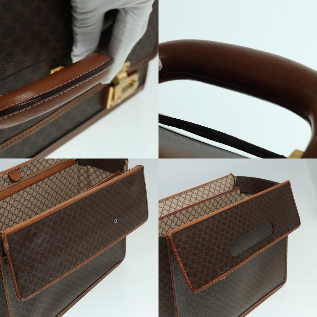 Celine CELINE Macadam Canvas Trunk Pvc Leather Gold Brown Size ONE SIZE - 11 Thumbnail