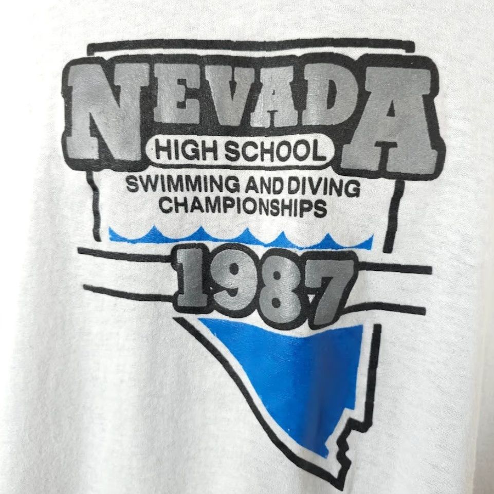 Vintage VINTAGE National T-Shirt Mens XL White 80s Swimming Diving Nevada Made In USA Size US XL / EU 56 / 4 - 3 Thumbnail