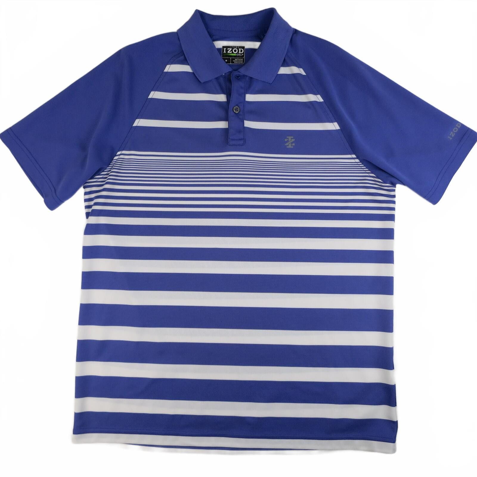 Izod IZOD Golf Men's Medium Purple and White Striped Polo Shirt Size US M / EU 48-50 / 2 - 1 Thumbnail