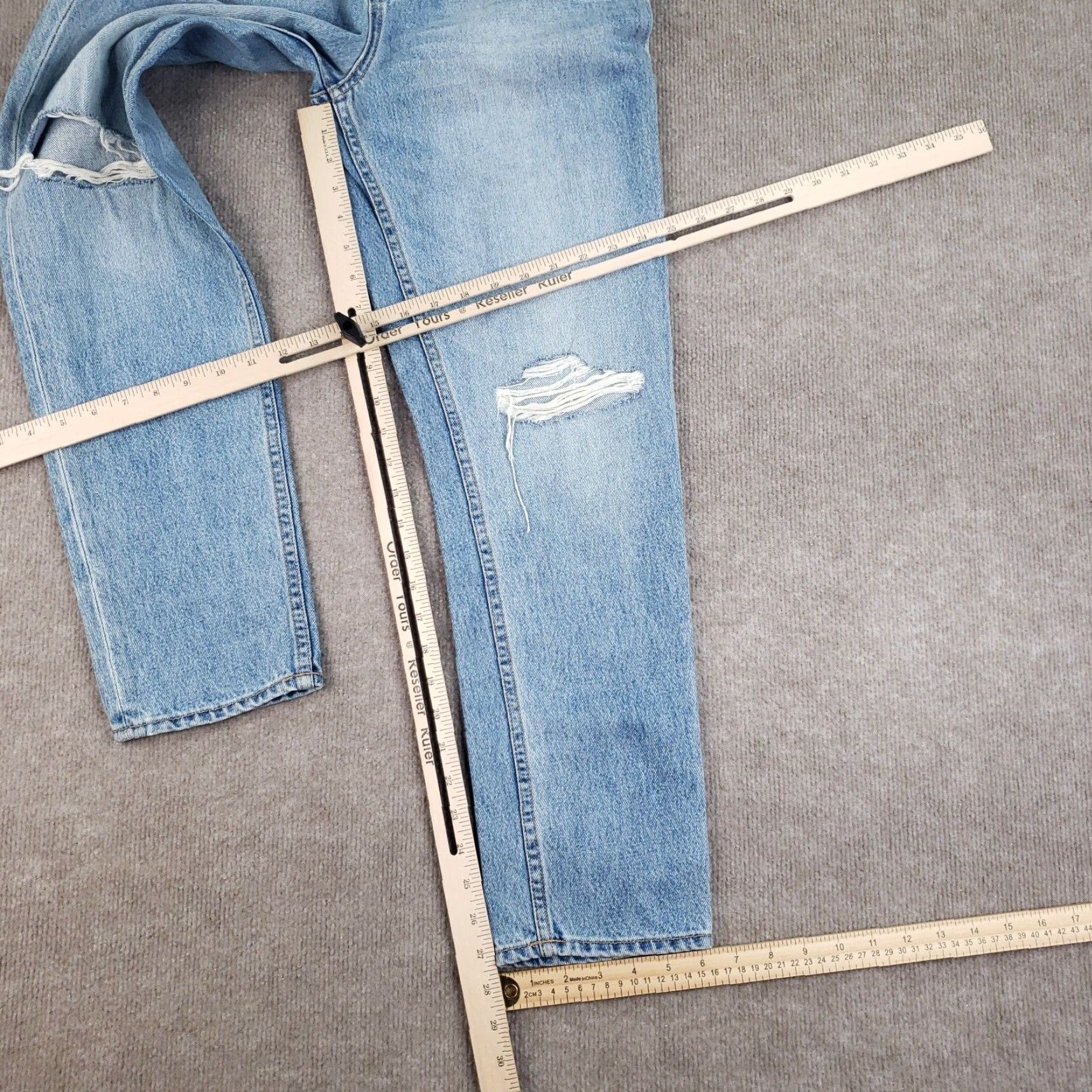 Vintage Noend Jeans Women's 28 Blue High Rise Tapered Button Fly Denim 5-Pocket Regular Distressed Jeans Size 28" / US 6 / IT 42 - 2 Thumbnail
