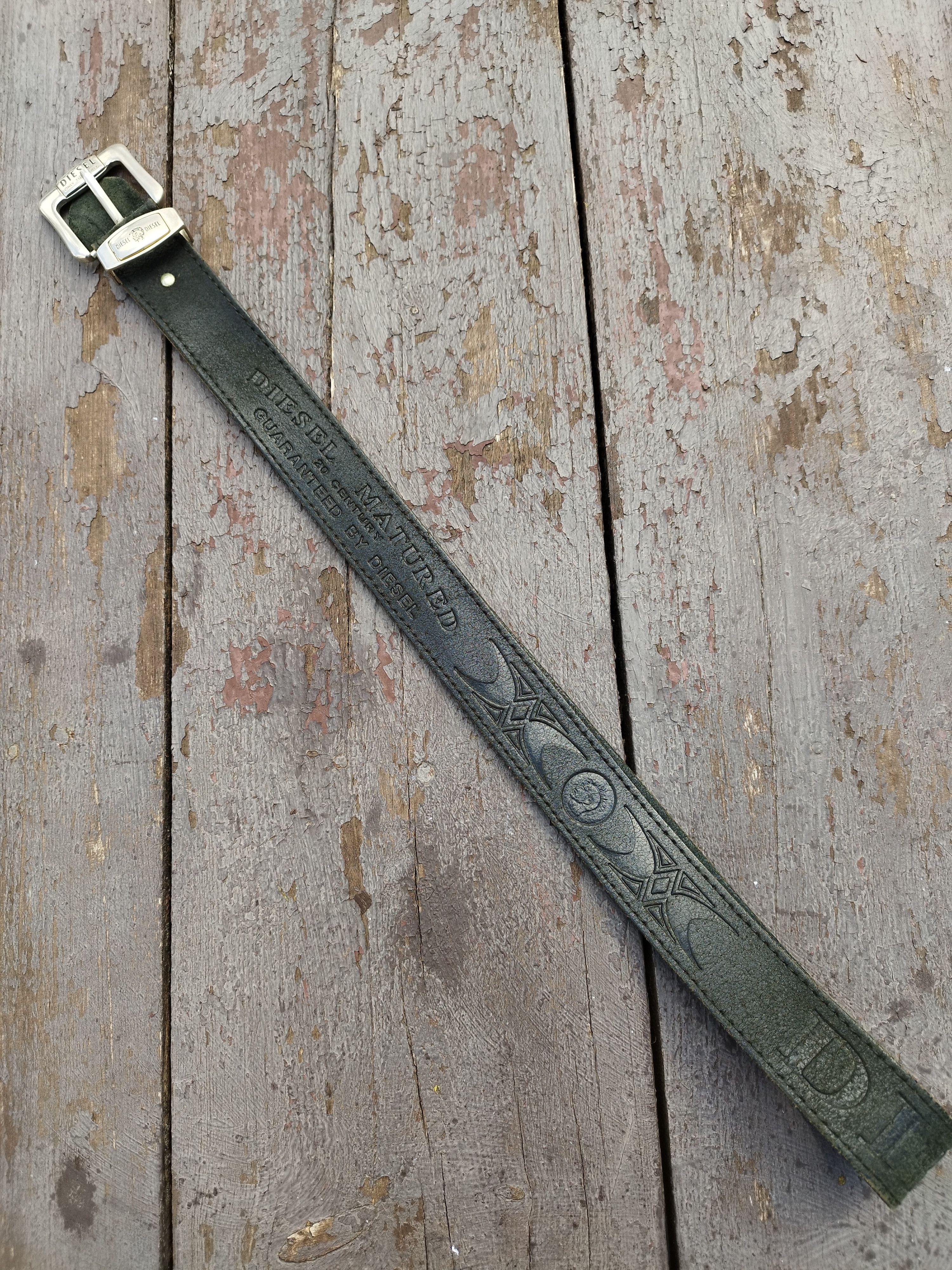 Diesel Diesel Only The Brave Leather Belt Logo Buckle Y2K Grunge Size ONE SIZE - 5 Thumbnail
