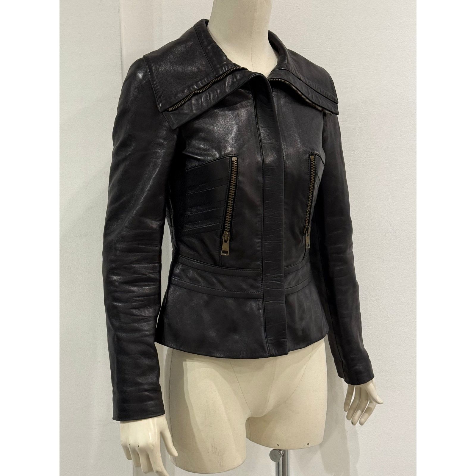 Gucci A/W2003 Gucci by tom Ford paneled moto leather jacket Size M / US 6-8 / IT 42-44 - 2 Thumbnail