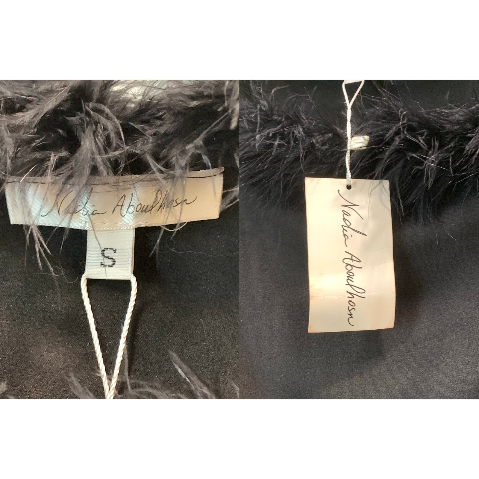 Other NEW Nadia Aboulhosn Black Bodysuit Marabou Trim | S Size S / US 4 / IT 40 - 10 Thumbnail