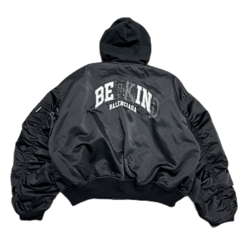 Balenciaga black embroidered bomber jacket by Balenciaga Size US XS / EU 42 / 0 - 1 Thumbnail