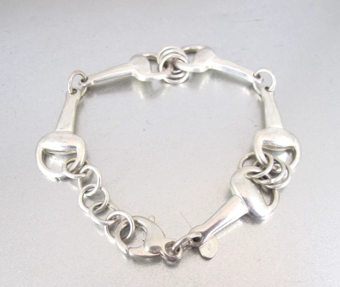 Jewelry Sterling Silver Bracelet Equestrian Horsebit Snaffle 8" Size ONE SIZE - 7 Thumbnail