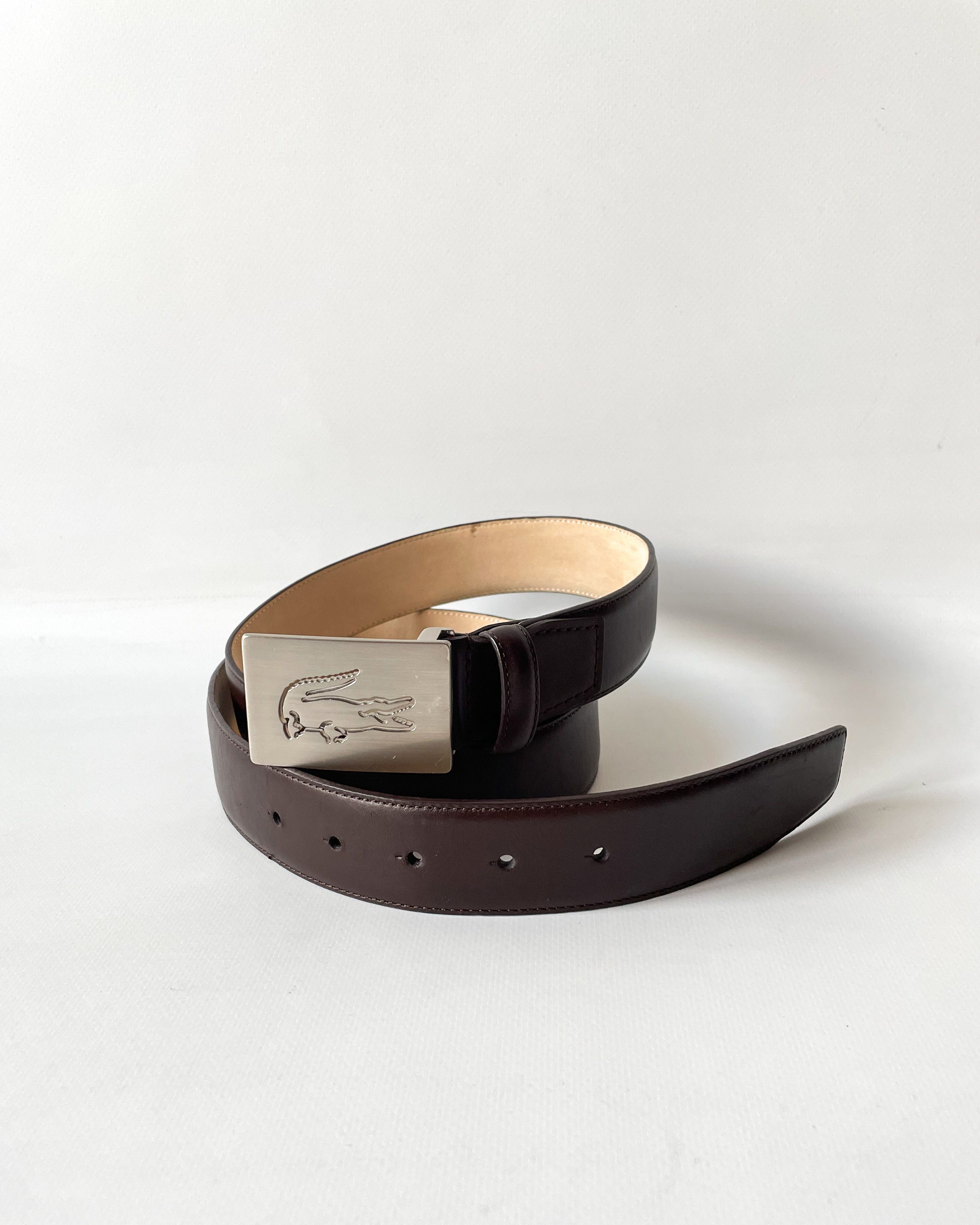 Lacoste Lacoste Leather Belt Crocodile Logo Buckle Size 38 - 2 Thumbnail