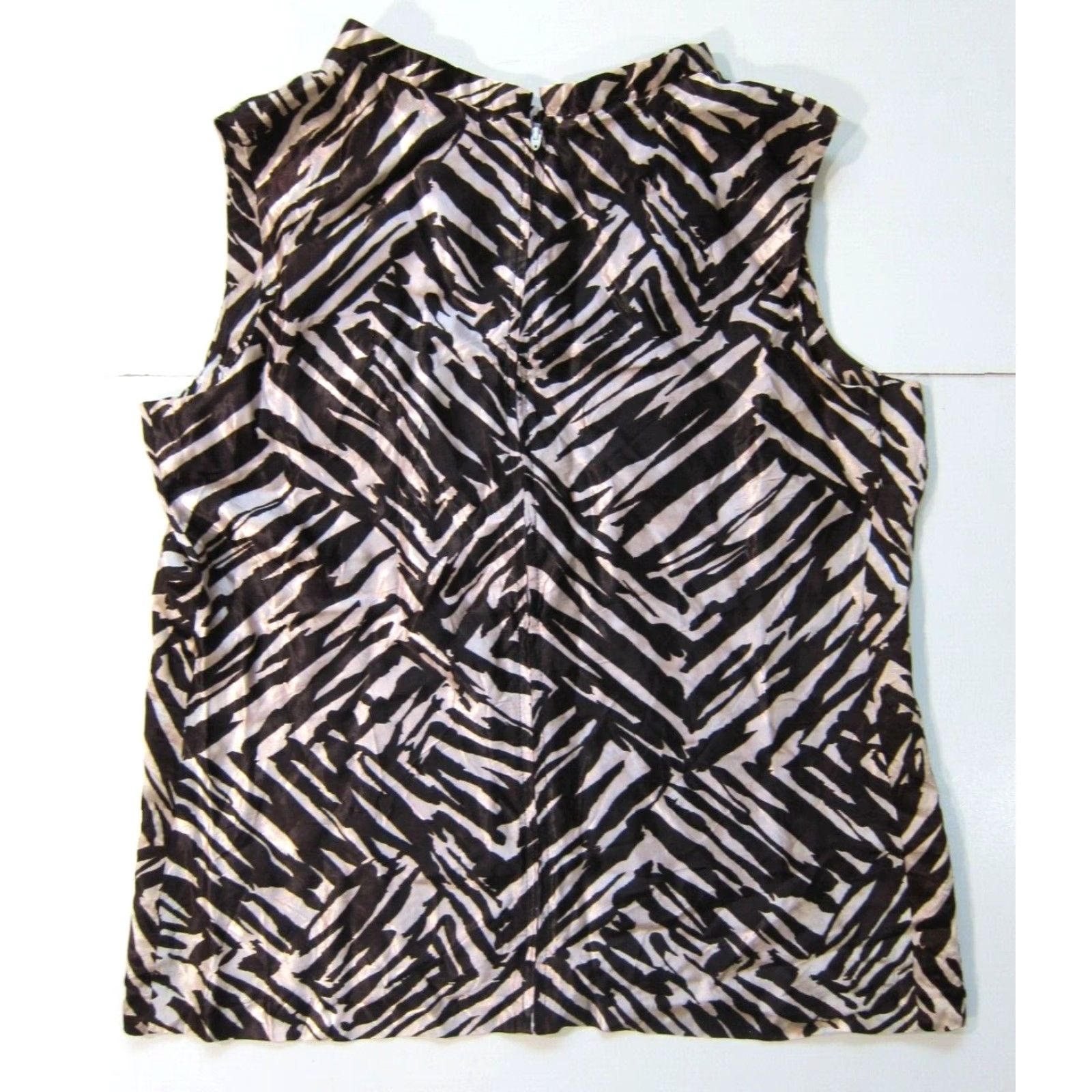 Vintage VINTAGE Riviera Robes Blouse Women L Brown Zebra High Neck Sleeveless 40" waist 21" pit to pit Mens? Size L / US 10 / IT 46 - 2 Thumbnail