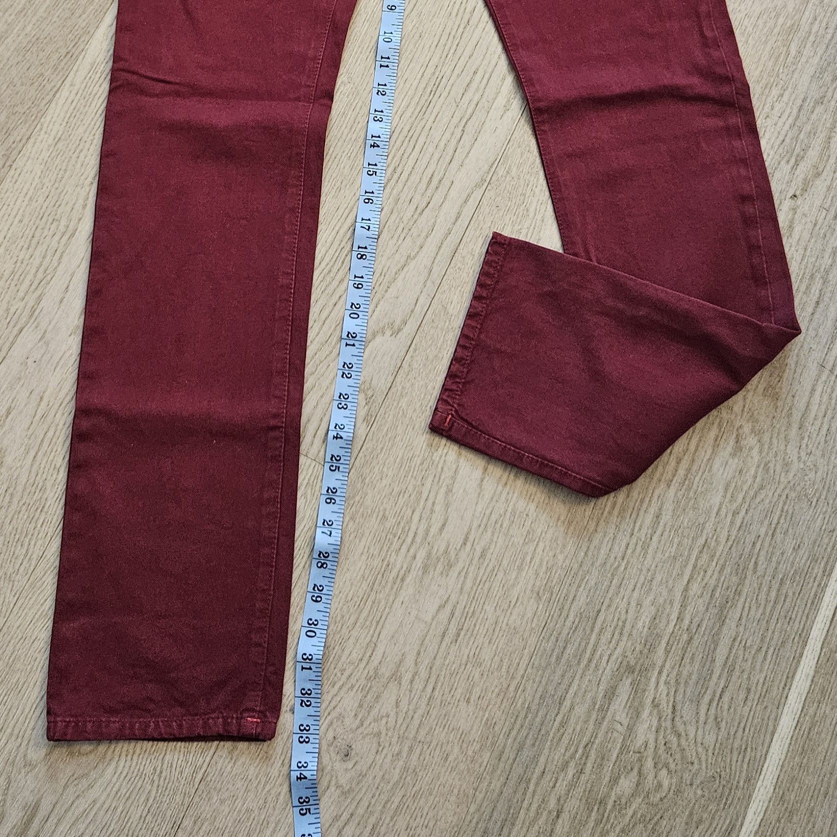 Isaia Isaia Burgundy 5-Pocket Cotton Jeans – Size 32 (48 EU) Size US 32 / EU 48 - 16 Thumbnail