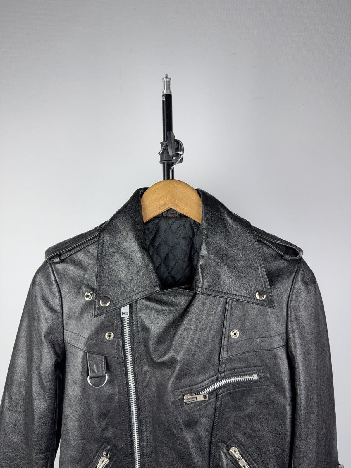 Leather Vintage Genuine Leather MOTO Bomber Jacket Rock Punk Rick Size S / US 4 / IT 40 - 2 Thumbnail