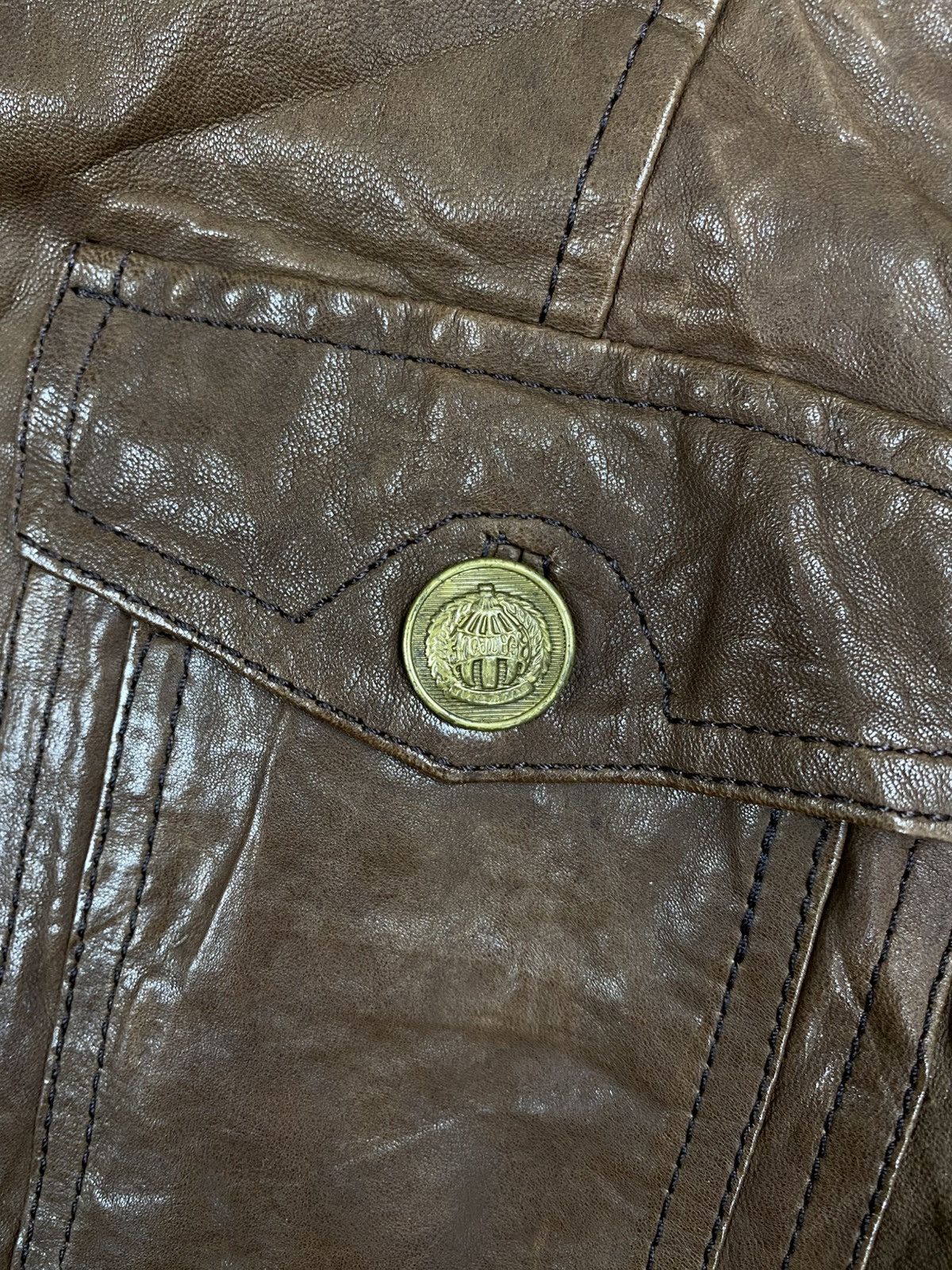 BEANPOLE 🔥Bean Pole Multipcoket Brown Stand Collar Leather Jacket Size US M / EU 48-50 / 2 - 12 Thumbnail