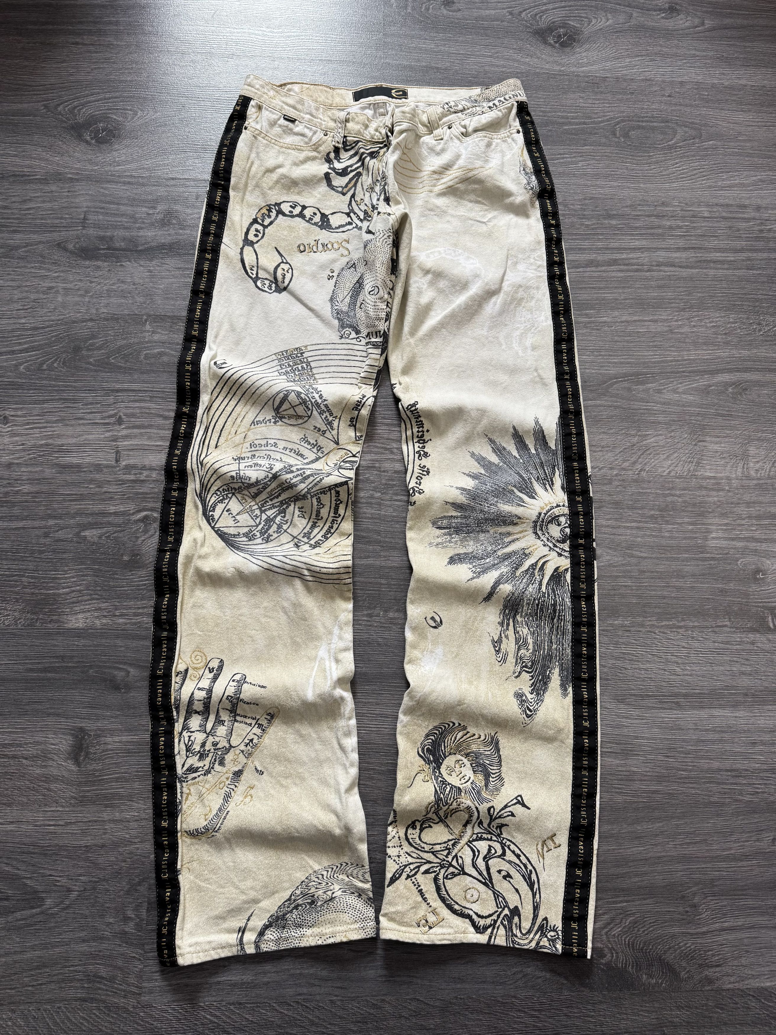 Just Cavalli AW2003 Cavalli Zodiac Astrology Imperial Beige Pants Size US 30 / EU 46 - 1 Thumbnail