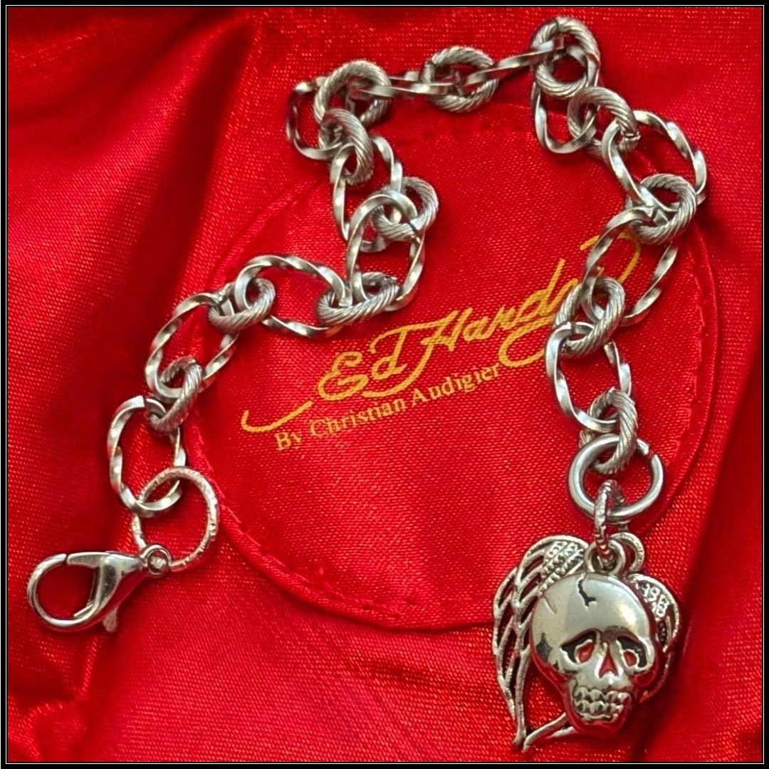 Ed Hardy ED HARDY Skull Wings Charm Bracelet Stainless Steel Chain Size ONE SIZE - 5 Thumbnail