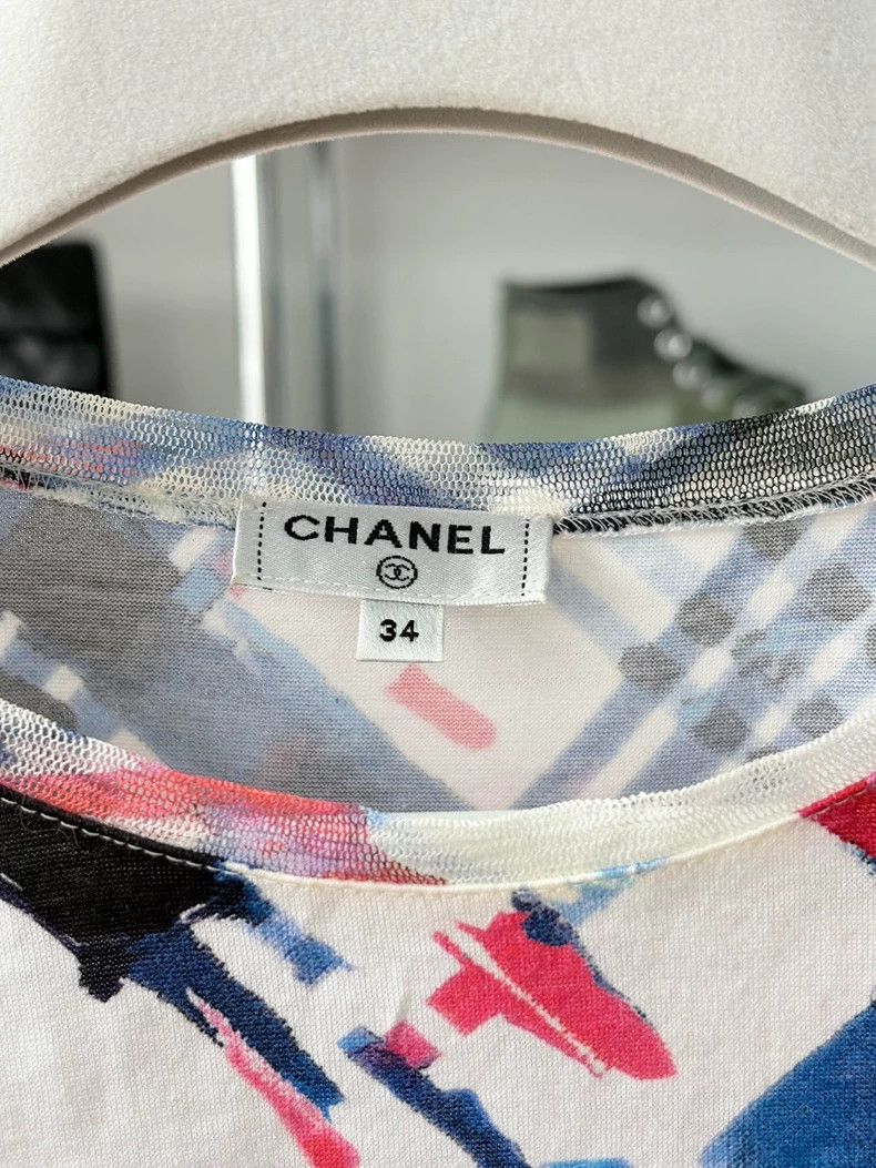 Chanel Chanel Airport series plaid graffiti short sleeves 2503-Nex Size XXS / US 00 / IT 34 - 3 Thumbnail