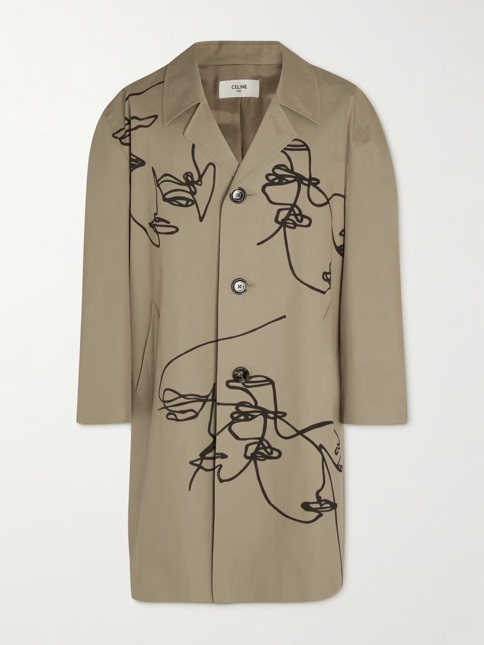 Celine Mac Coat with Artist Print in Gabardine Cotton Size US L / EU 52-54 / 3 - 1 Thumbnail