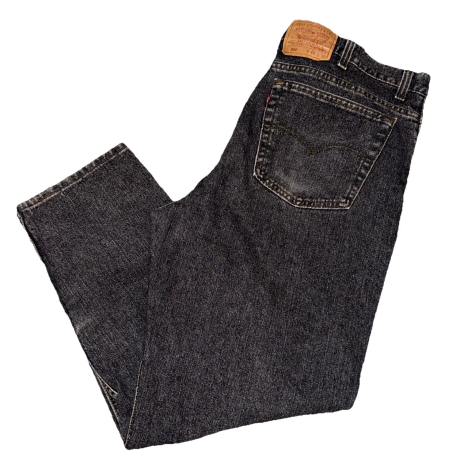 Levi's VINTAGE Levi's 550 Jeans Men 42X30 Black Relaxed Fit Tapered Leg Stone Wash 90s Mens Jeans Size US 42 / EU 58 - 2 Thumbnail