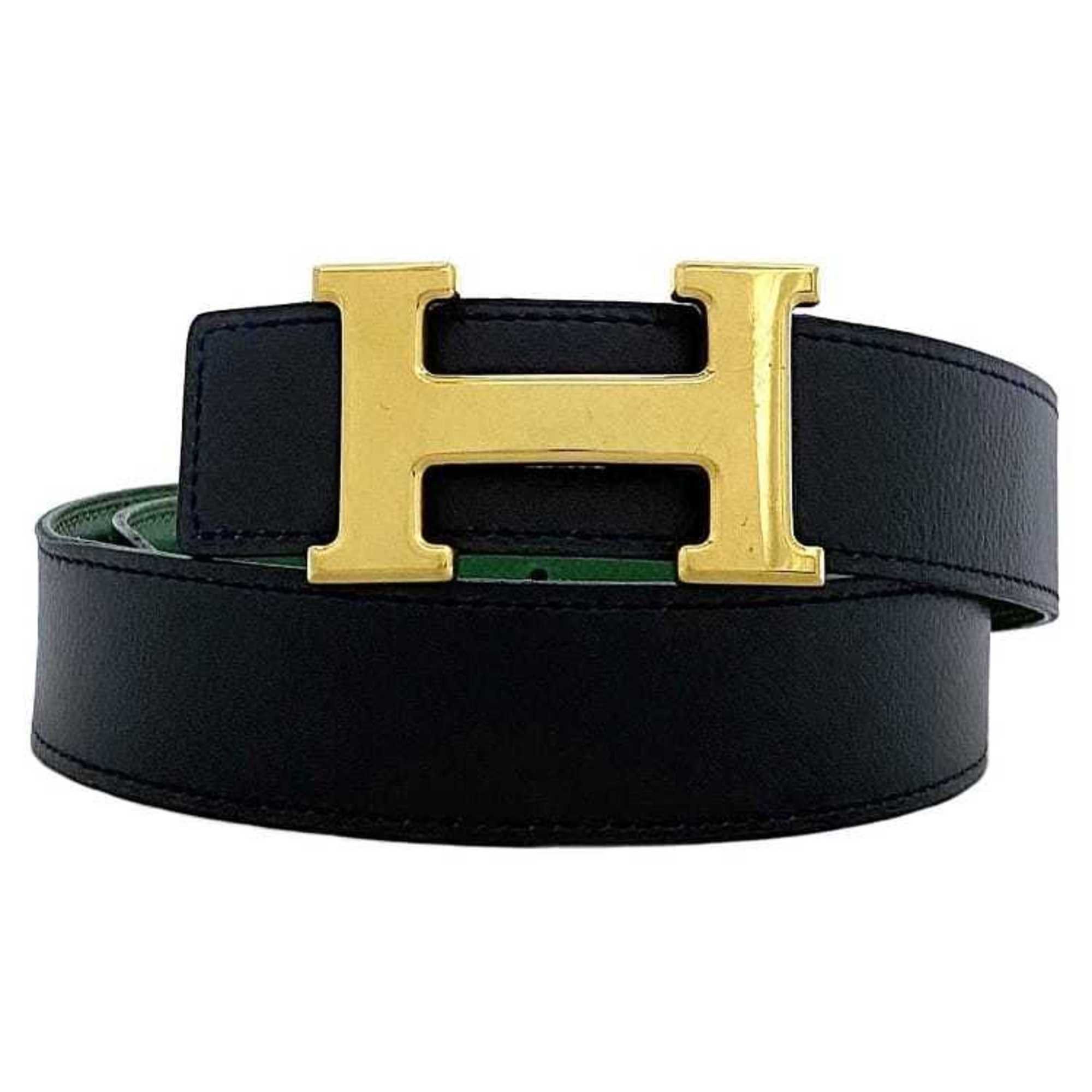 image of Hermes H Belt Navy Green Gold Constance Buckle Leather Taurillon Clemence Togo Gp 〇Y Engraved Herme