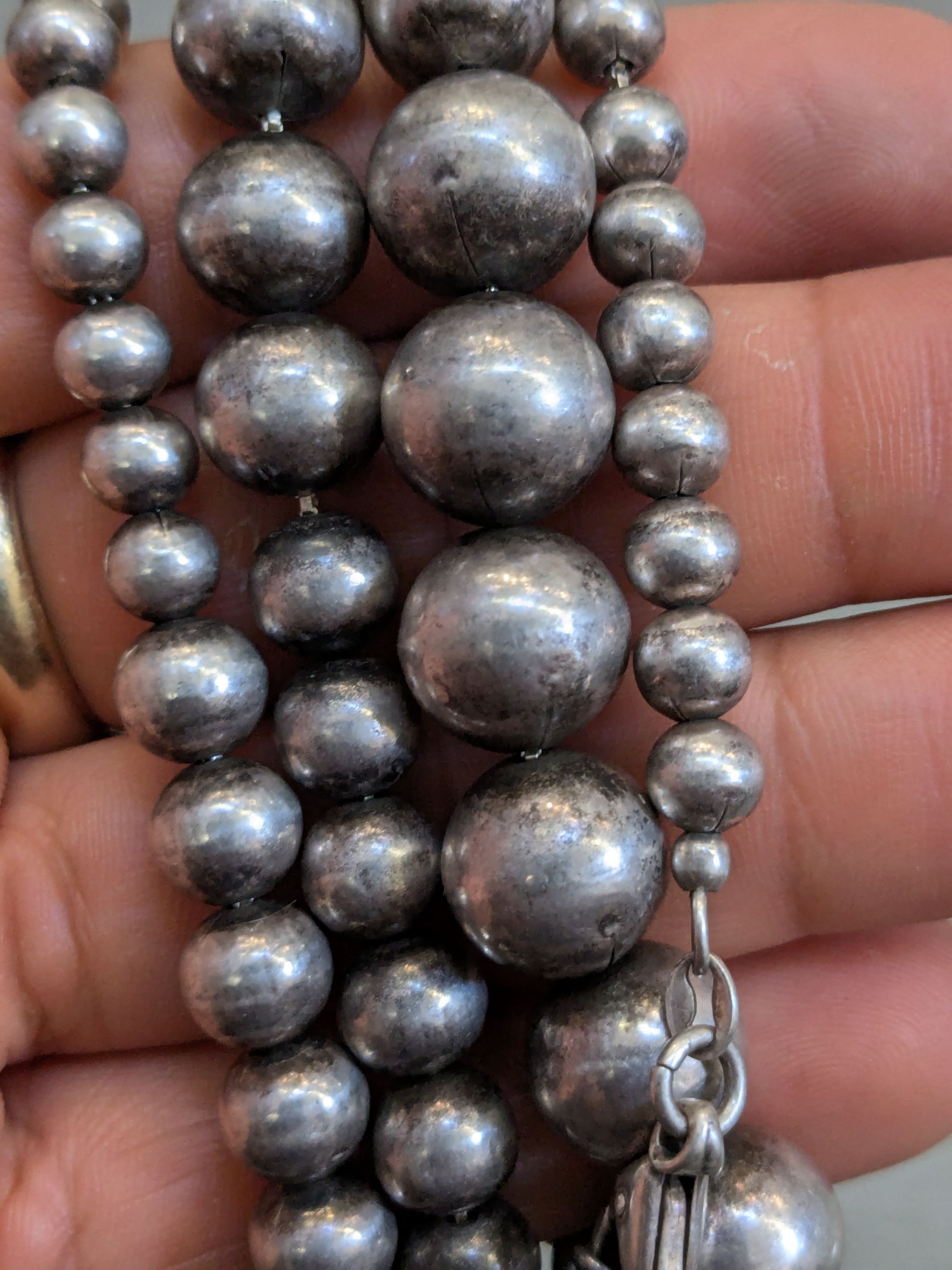 Sterling Silver Sterling Silver Necklace Ball Round Graduated Beads 32" Size ONE SIZE - 11 Thumbnail