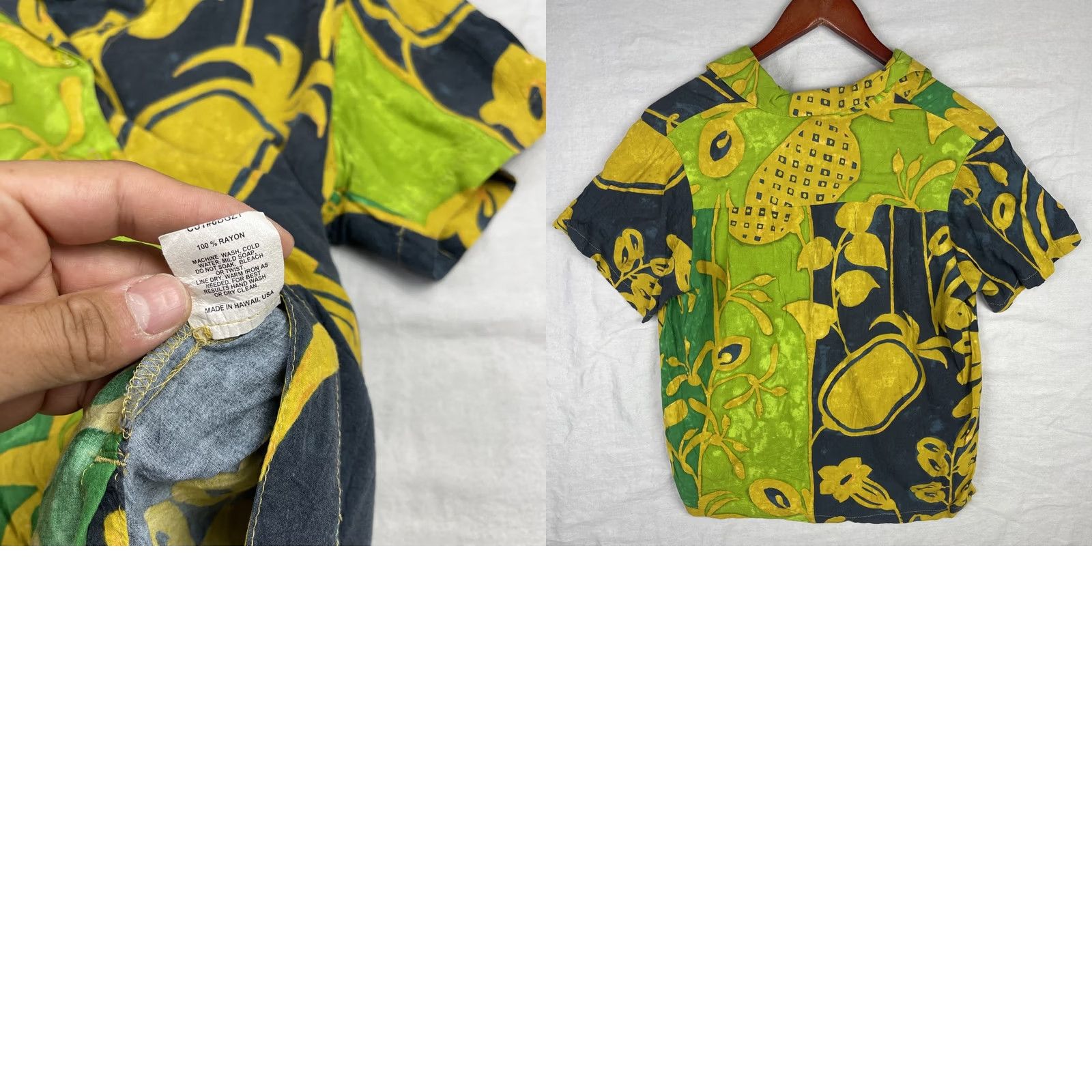 Jams World VINTAGE Jams World Shirt Womens Small Green Hawaiian Aloha Pineapple Patch Rayon Size S / US 4 / IT 40 - 9 Thumbnail