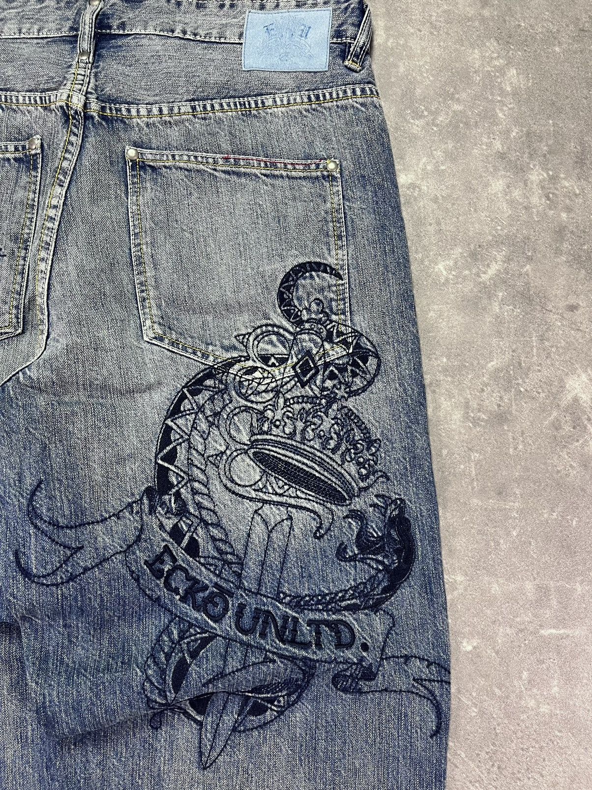 Ecko Unltd. Ecko Unlimited Embroidered Y2K Baggy Fit Denim Jeans 36 Rare Size US 36 / EU 52 - 10 Thumbnail