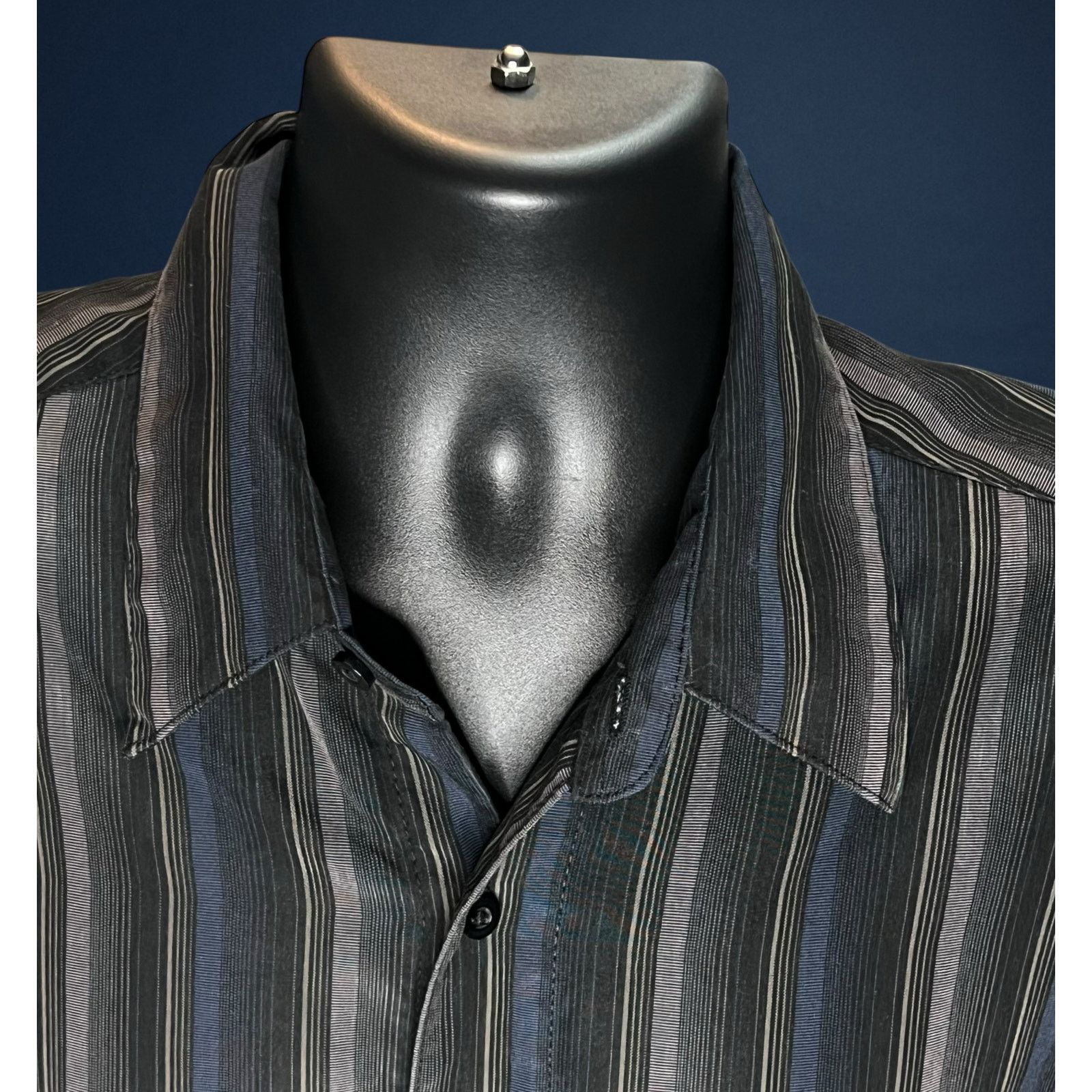 David Taylor David Taylor Striped Short Sleeve Button Up Shirt Black Gray Size US XL / EU 56 / 4 - 4 Thumbnail