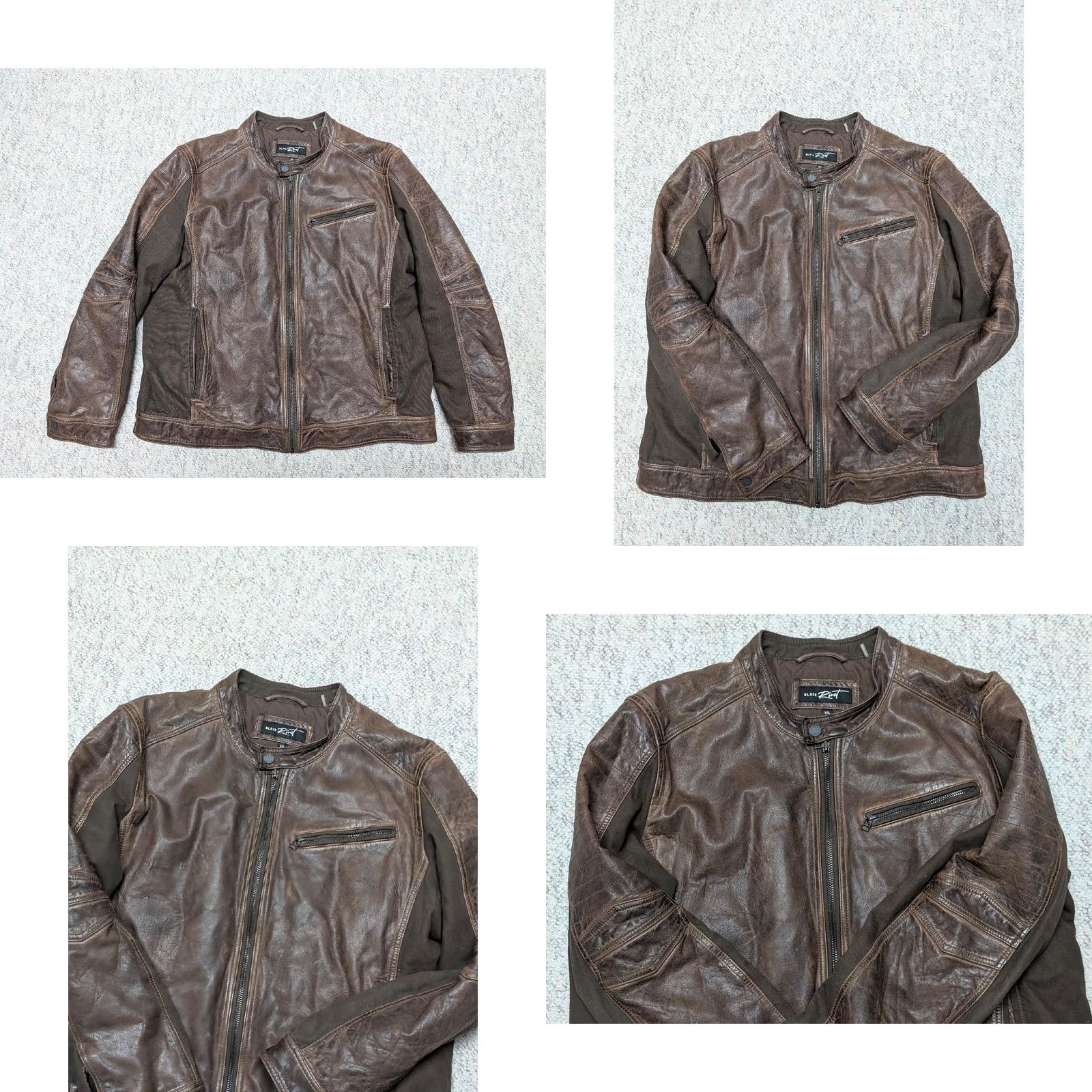 Vintage VINTAGE Black Rivet leather jacket motorcycle Jacket 2XL Brown Mens 48-50 3 pocket patina MAD MAX CAFÉ RACER Y2K vintage motorcycle jacket Size US XXL / EU 58 / 5 - 8 Thumbnail