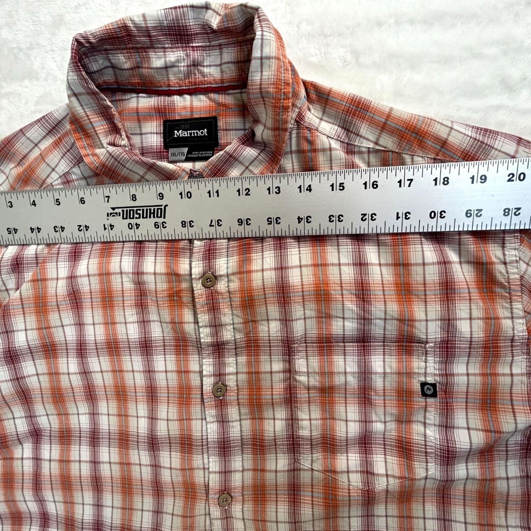 Marmot Marmot Mens XXL Orange Plaid Short Sleeve Button-Up Shirt Pocket Casual Outdoor Size US XXL / EU 58 / 5 - 5 Thumbnail