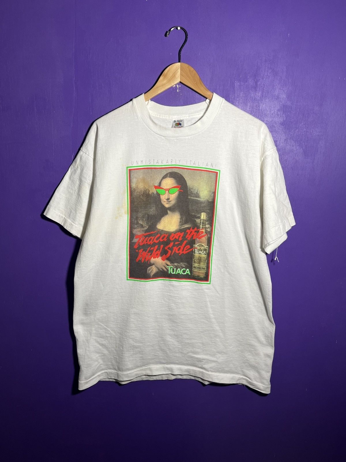 Vintage Vintage 90s Mona Lisa Tuaca alcohol promo tee Size US XL / EU 56 / 4 - 1 Thumbnail