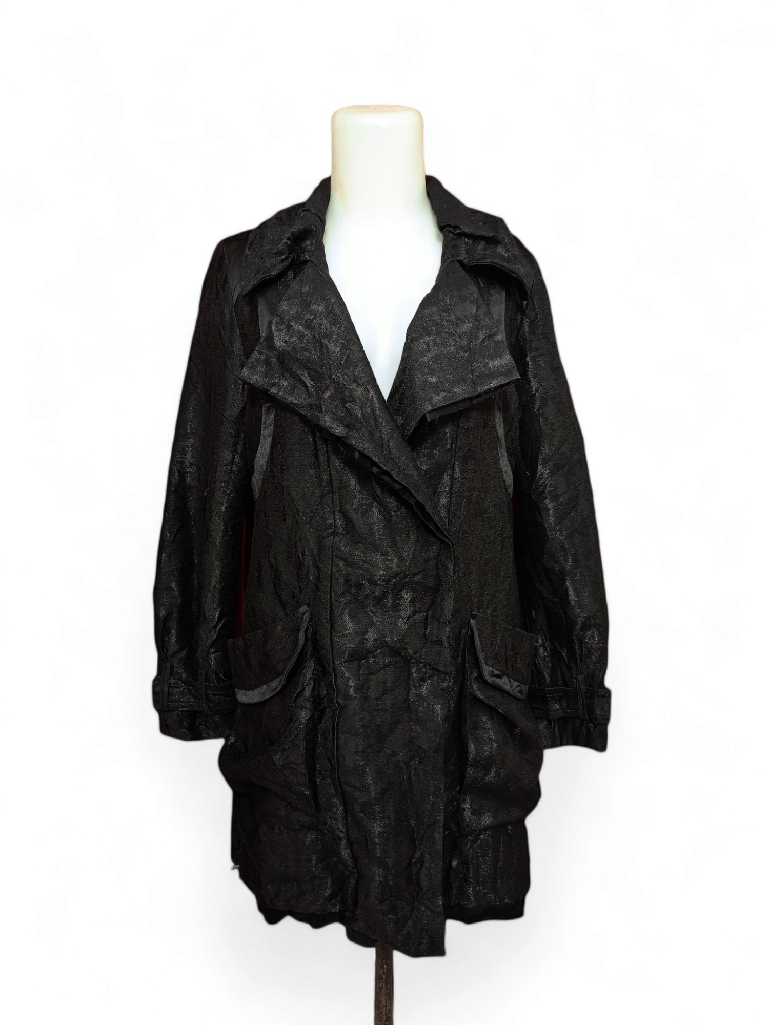 Other Vintage TANKUS Black Trench Coat Size M / US 6-8 / IT 42-44 - 3 Thumbnail