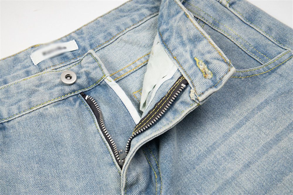 Japanese Brand × Jean Men's street trend split stitching distressed washed jeans Size US 32 / EU 48 - 4 Thumbnail
