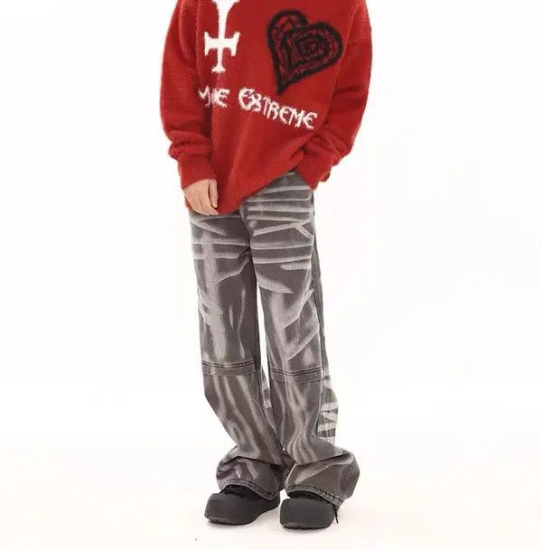VIBE Retro washed distressed hand painted graffiti hip hop jeans Size US 30 / EU 46 - 8 Thumbnail