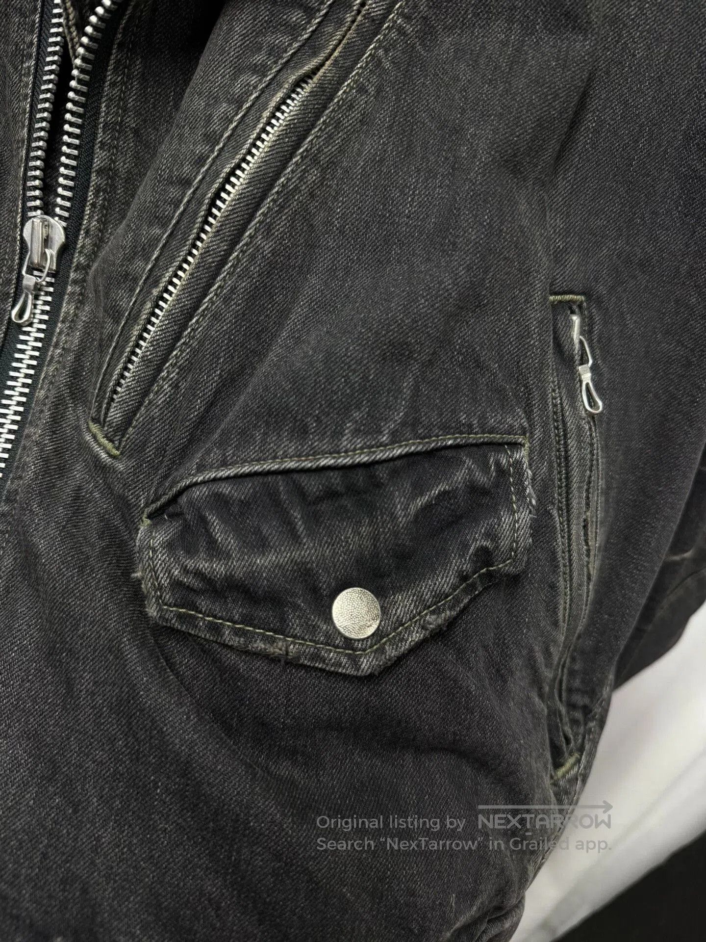 Japanese Brand distressed washed black denim jacket. Size US XL / EU 56 / 4 - 5 Thumbnail