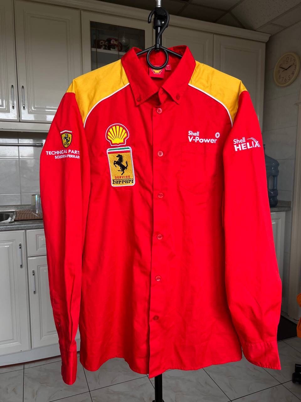 Vintage Ferrari Service Formula One Red Button Shirt F1 Y2K