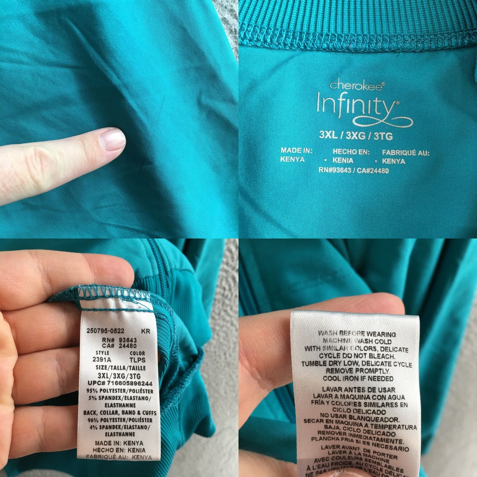 Cherokee Cherokee Track Jacket Womens 3XL Teal Long Sleeve Mock Neck Full Zip Jacket Size XXL / US 16-18 / IT 52-54 - 9 Thumbnail