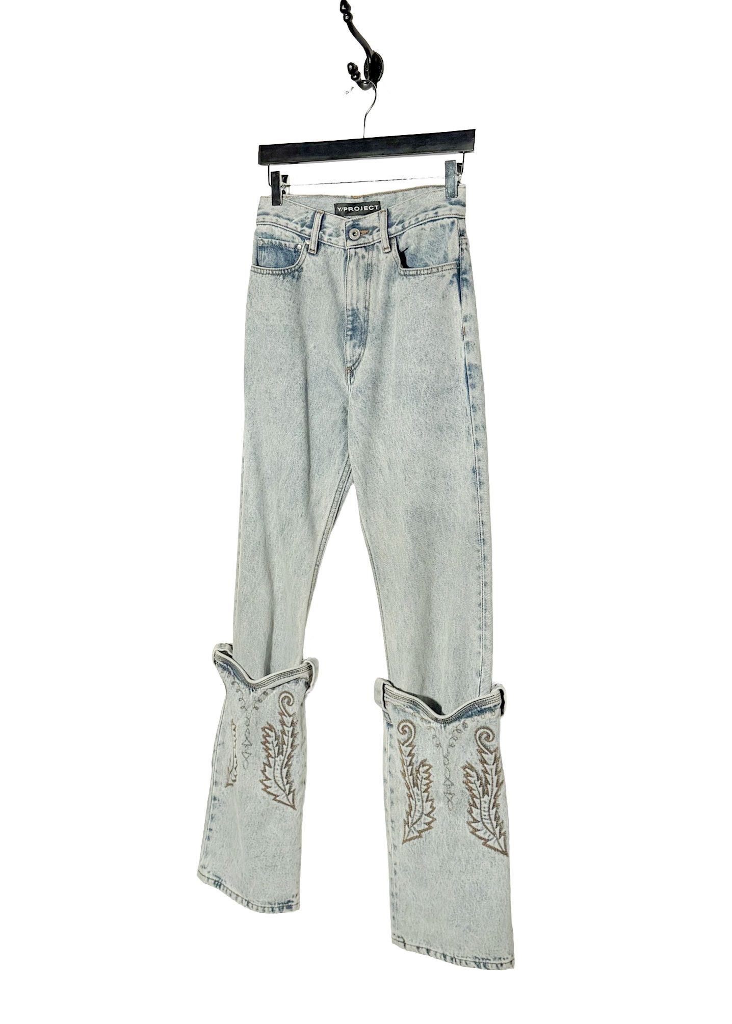Y/Project Y/Project Washed Blue Cowboy Cuffed Jeans Size 24" / US 00 / IT 34 - 2 Thumbnail