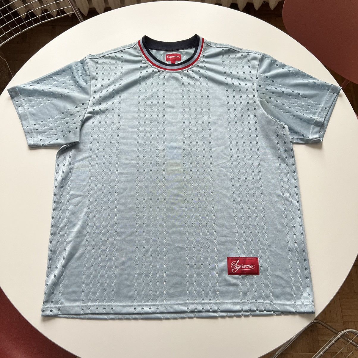 Supreme Supreme Perforated Stripe Warm Up Top Jersey Light Blue L Size US L / EU 52-54 / 3 - 1 Thumbnail
