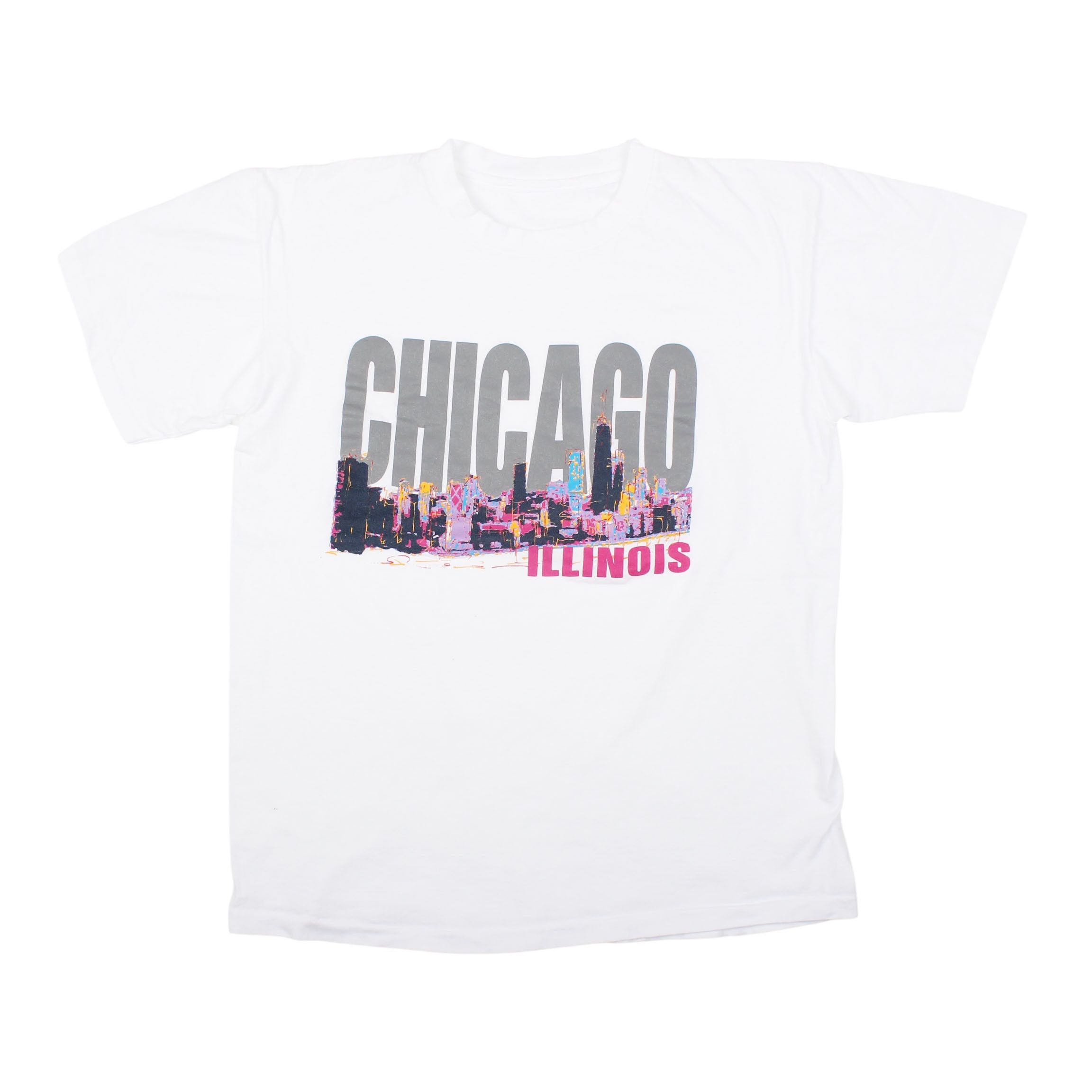 Vintage Chicago Illinois T Shirt 90s White Graphic Tee Size US L / EU 52-54 / 3 - 1 Thumbnail