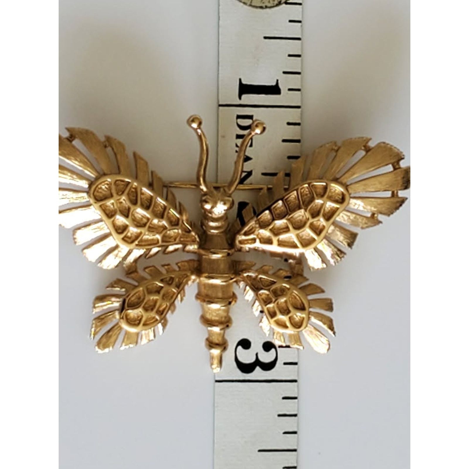 Monet Vintage Monet Signed Goldtone Metal Figural Butterfly Brooch Size ONE SIZE - 5 Thumbnail