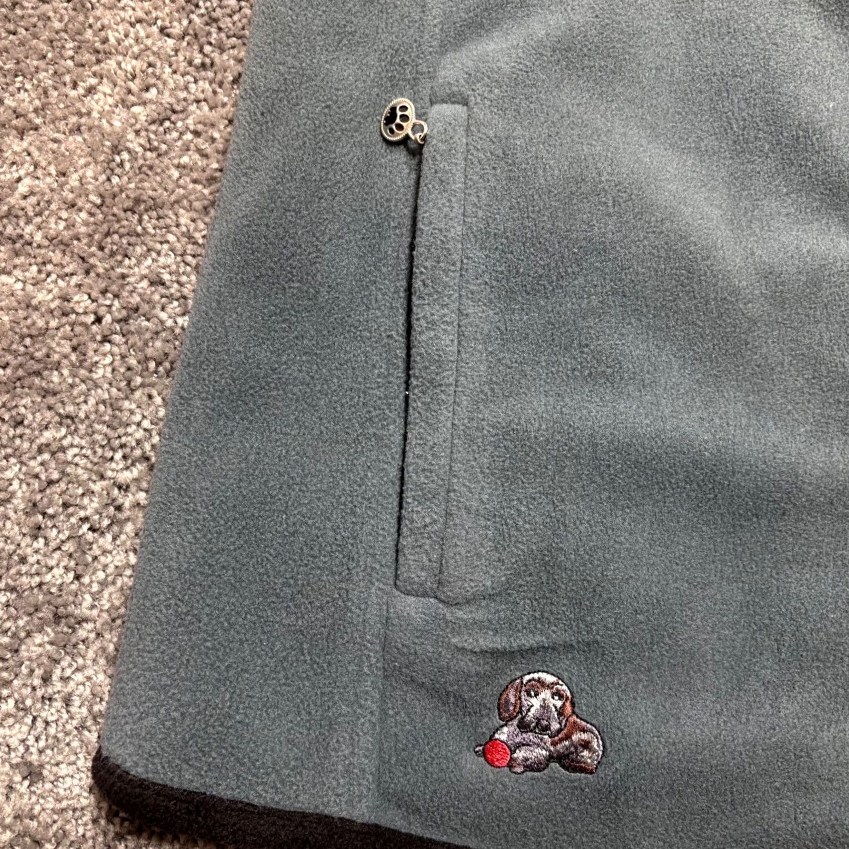 Vintage Dog Mom Vest Womens Medium Blue Black Reversible Embroidered Zip Pockets Charms Vest Women M Blue Embroidered Reversible Puppy Dog Theme Charms Size M / US 6-8 / IT 42-44 - 2 Thumbnail